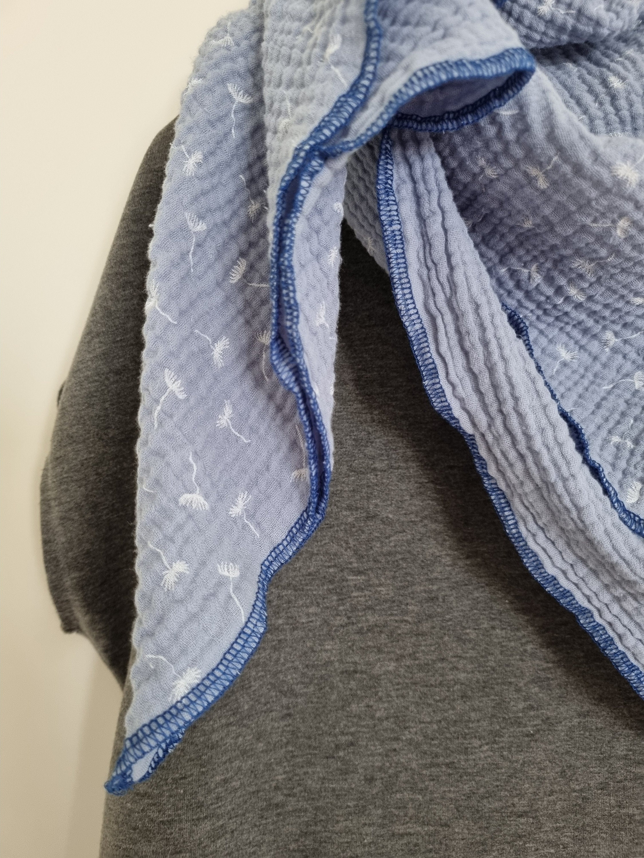 Light Blue Cotton Stole Scarf Cozy Blue Print Wrap Versatile Light Blue Cotton Stole Scarf Cozy Blue Print Wrap Versatile