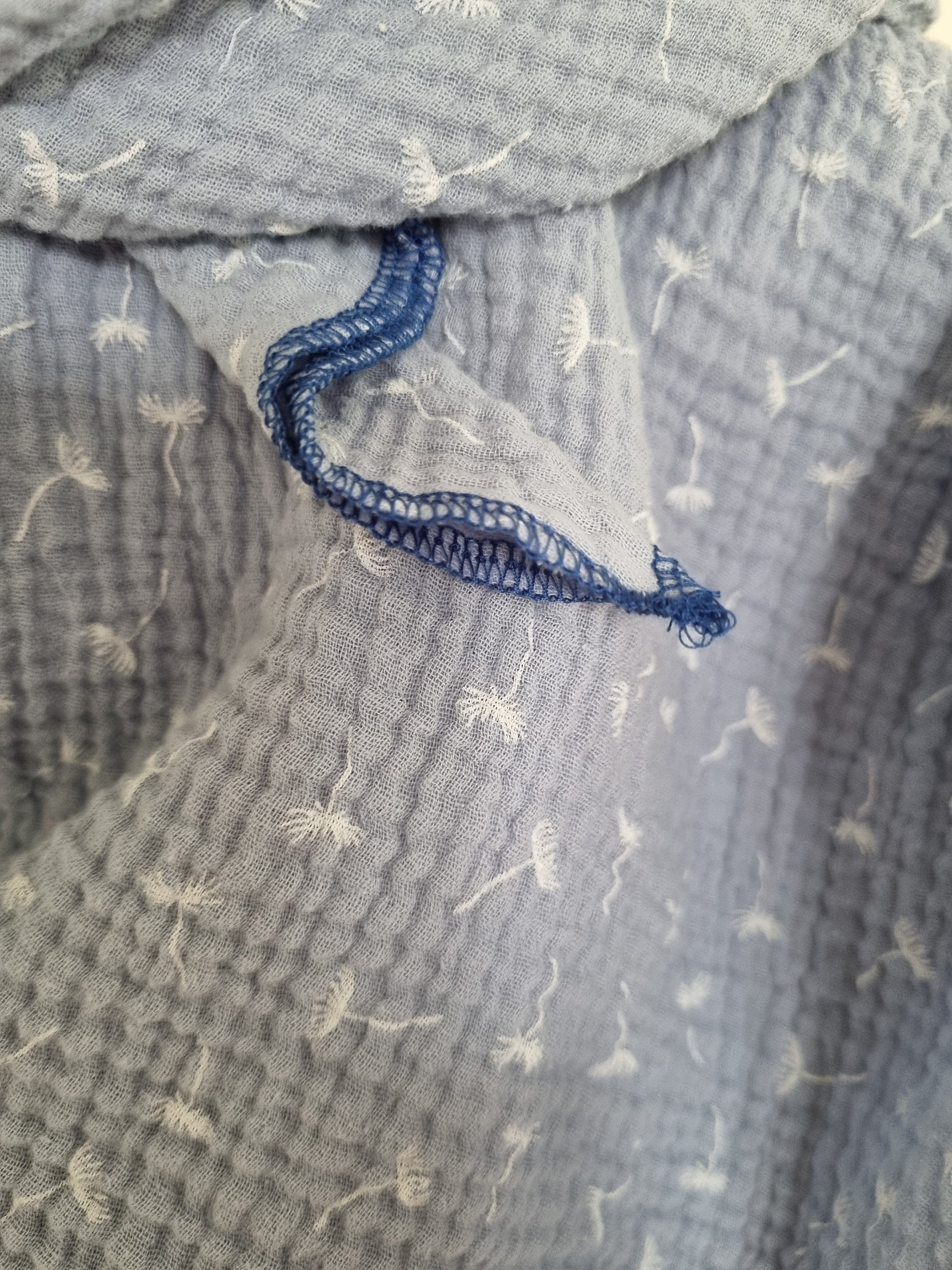 Light Blue Cotton Stole Scarf - Cozy Blue Print Wrap