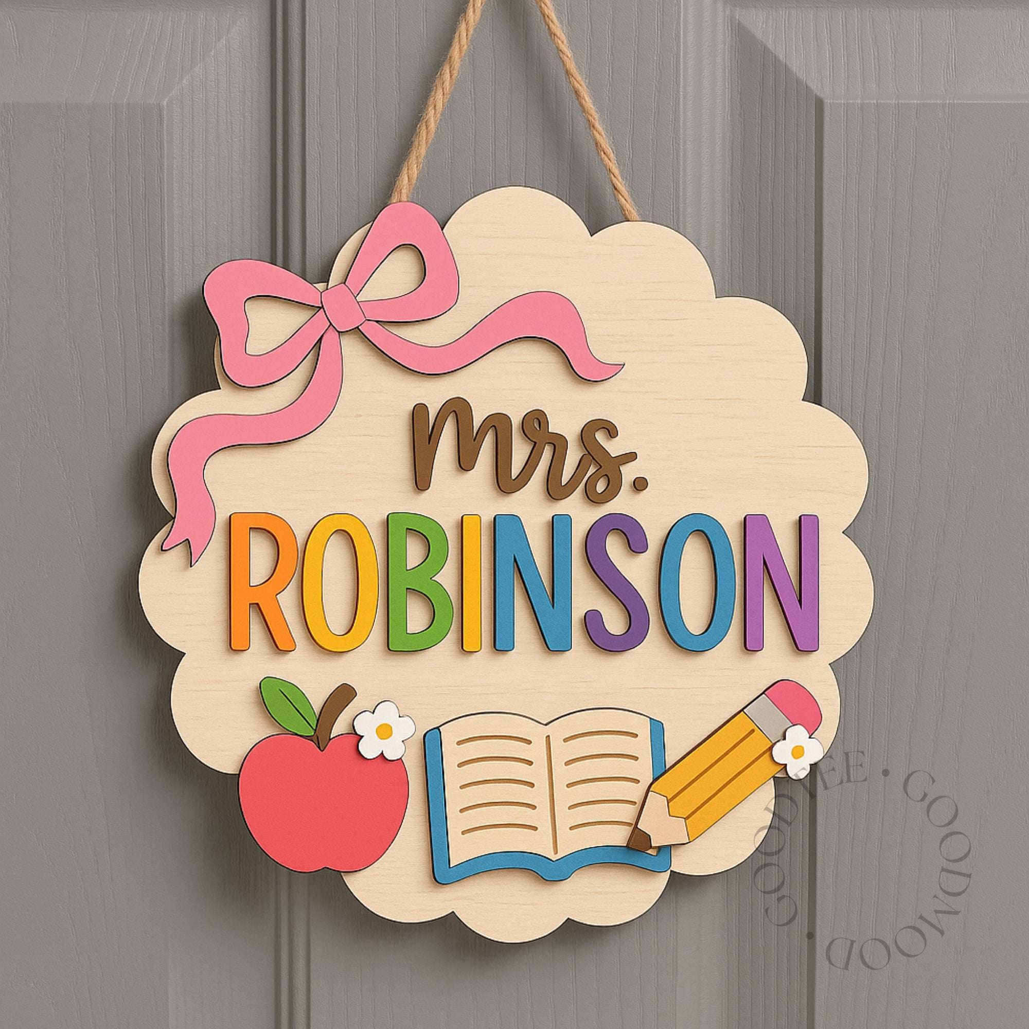 Custom 3D Teacher Door Sign, Personalized Teacher Gift, Teacher Welcome Sign, Classroom Door Sign, Back to School, 1st Day of School Decor