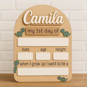 Custom Back to School Sign, Dinosaurs School Sign, First Day of School, Kid Back to School Sign Gift, Wooden School Board, School Board Sign