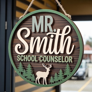 Custom Name 3D School Counselor Door Sign, Classroom Sign, Office Door Sign, Assistant Principal Door Hanger, School Administrator Gift