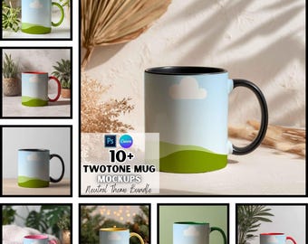 Two-Tone Mug Mockup | Personalized Mugs | Digital Download | Canva Template | Print On Demand