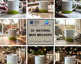 Natural Mug Mockup |  Printify Mug Mockup | White Coffee Mug | Digital Product Mockup | Canva and Psd Template | Instant Digital Download