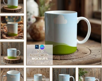 Boho Mug Mockup | Coffee Mug Mockup | Printify Mockups | Canva And PSD Mockups
