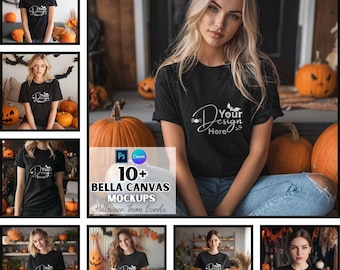 Halloween Mockup Bundle | Bella Canvas 3001 Mockup | Halloween Shirt | Print On Demand