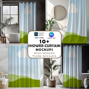 Shower Curtain Mockups for Listing Images | Printify Mockup | Linen Shower Curtain Mockups | Canva & Psd Mockups | Product Photography