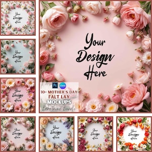 Mockups Flat Lay para o Dia das Mães | Adicione seu próprio produto | Fundos digitais | Canva e PSD