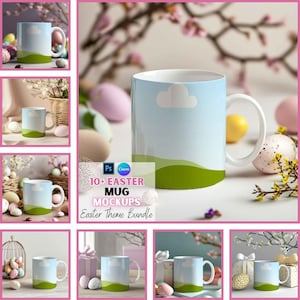 Easter Mug Mockup | Coffee Mug Mockup | Mug Mockup Bundle | Drag and Drop | PSD Template
