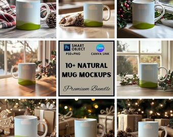 Natural Mug Mockups Print on Demand Listing Images, Coffee Mug Mockup, Canva and Psd Mockups, Product Mockups