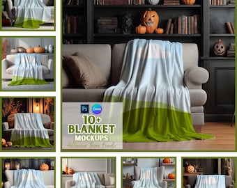 Halloween Blanket Mockup Bundle | Print On Demand | Custom Blanket | Digital Download