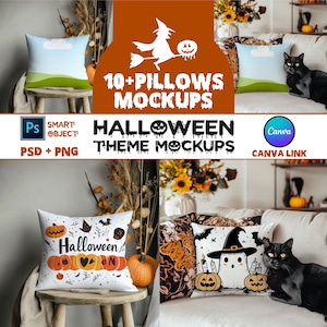 Halloween Pillow Mockups Bundle | Etsy Listing Images | Printify Mockups | Canva Mockup | Psd Mockups | Digital Download