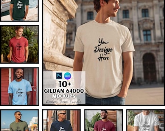 Gildan 64000 Mockup | T-Shirt Mockup Bundle | Print On Demand | Canva & PSD Mockup