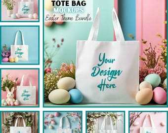 Easter Tote Bag Mockups, Easter Mockups, Canvas Tote Bag, Printify Mockups, Psd and Canva Templates