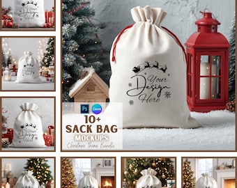 Christmas Sack Bag Mockup | Gift Bag | Digital Download | Santa Sack | Canva And PSD