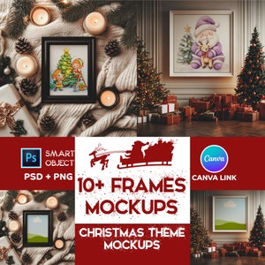 Christmas Frame Mockups | Christmas Mockups | Poster Mockups | Frame Mockup Psd | Artwork Mockup | Listing Images | Digital Download