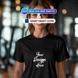 May include: A black t-shirt with a white design that says "Your Design Here".