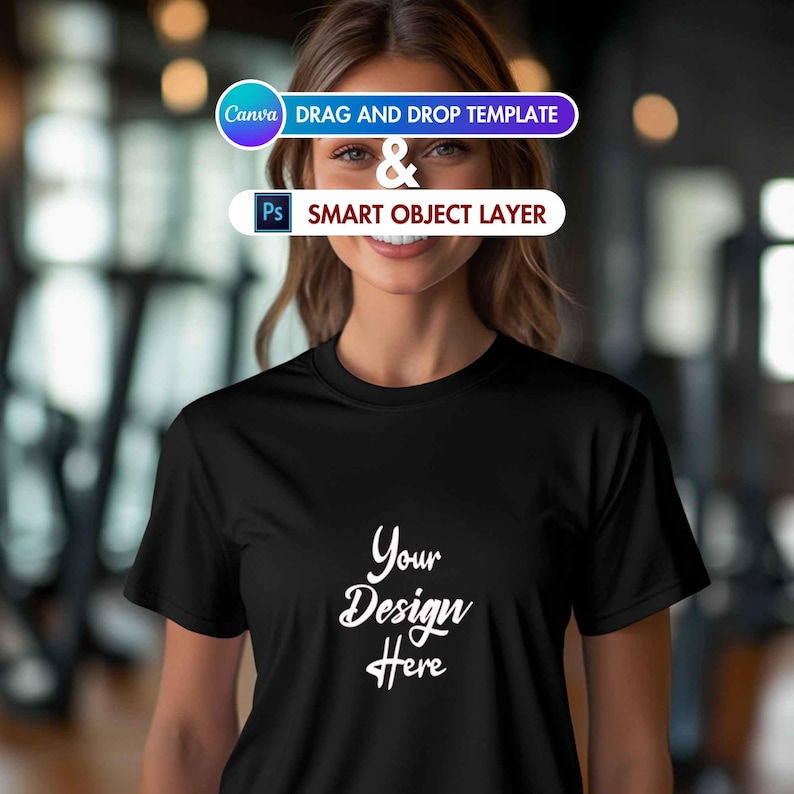 May include: A black t-shirt with a white design that says "Your Design Here".