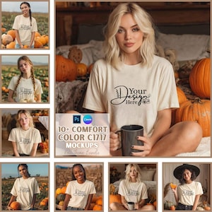Fall Comfort Colors 1717 T-Shirt Mockup | Fall Mockups | Print on Demand | Digital Download