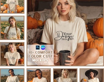 Fall Comfort Colors 1717 T-Shirt Mockup | Fall Mockups | Print on Demand | Digital Download