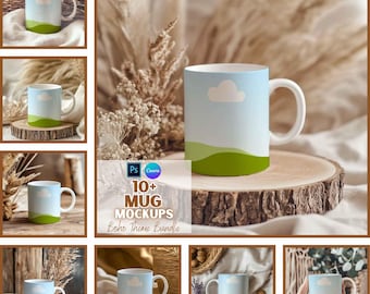 Boho Mug Mockups | Coffee Mug Mockup | Printify Mockups | Canva and PSD Templates
