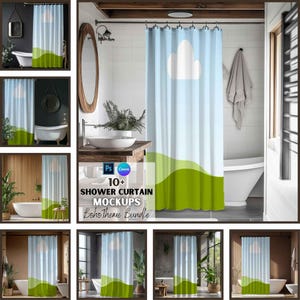 Shower Curtain Mockup | Bathroom Curtain | Mockup Bundle | Bathroom Decor | Printify | Canva and PSD