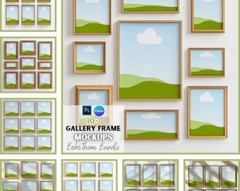 Gallery Wall Mockup | Frame Set Mockup | Frame Mockup Bundle | Wood Frame Mockup | Canva and PSD Mockups