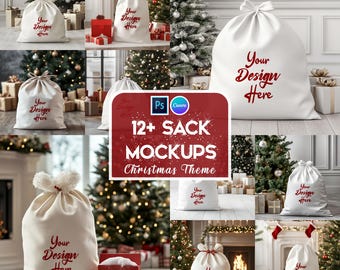 christmas sack Mockups | Christmas Mockups | Listing Images | Printify Mockups | Canva & PSD Mockups | Digital Download