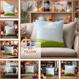 Halloween Pillow Mockups | Halloween Decor | Digital Download | Canva And PSD Template