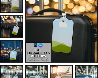 Luggage Tag Mockup, Printify Mockups, Luggage Tag Canva Template, Canva and Psd Mockups, Digital Download