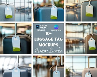 Luggage Tag Mockups, Luggage Tag Template, Printify Mockups, Canva and Psd Mockups