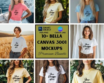 Bella Canvas 3001 Mockup | Tshirt Mockup | Professional Mockup | Printify Mockup | Canva and Psd Mockups | Etsy Listing Images