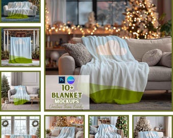 Christmas Blanket Mockup | Custom Blanket | Digital Download | Print On Demand