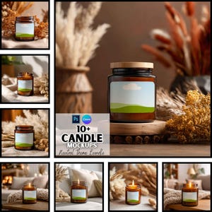 Boho Amber Ljus Mockup | Produktmockup | Digital nedladdning | Canva- och PSD-mall