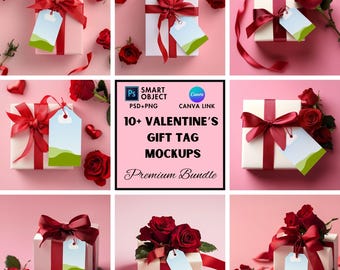 Valentines Day Gift Tag Mockup, Valentines Mockup, Etsy Listing Images, Printify Mockups, Canva & Psd Mockups