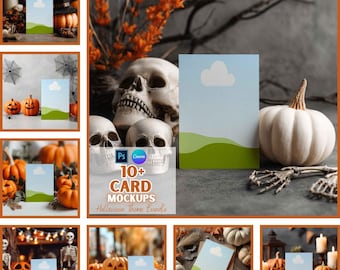 Halloween Invitation Cards Mockups | Spooky Season | Digital Download | Canva And PSD Template