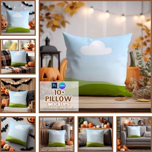 Halloween Pillow Mockup | Halloween Decor Pillowcase | Digital Download | Print On Demand