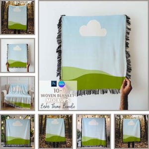 Woven Blanket Mockups | Woven Tapestry | Blanket Mockup | Print on Demand | Printify Mockups