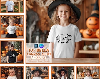 Halloween Bella Canvas 3001T Mockups | Print on Demand | Digital Download | Canva and PSD