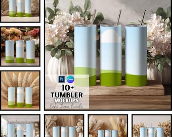 Boho Tumbler Mockup | 20 oz Tumbler | Digital Download | Canva and PSD Template | Print On Demand