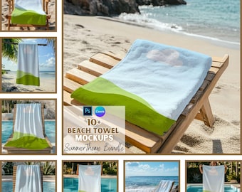 Beach Towel Mockups | Summer Towel | Bath Towel | Mockups for Listing Images | Canva and PSD Template