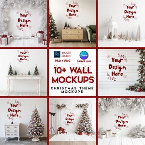 Christmas Wall Mockup Bundle | Gallery Wall Art, Christmas Decor, Printable Frames, Empty Wall Frame Mockup | Instant Digital Download