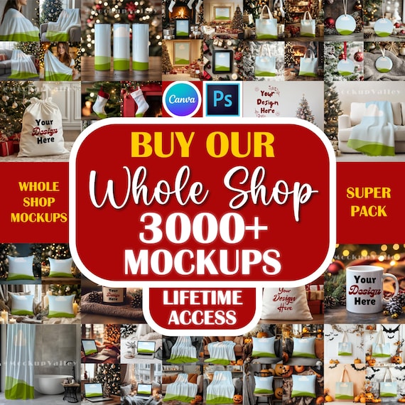 Whole Shop Mockup Bundle for Listing Images | Prantify Mockups | Pod Mockups | Canva & Psd Mockups | Entire Shop Mockups