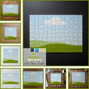 Puzzle Mockups | Jigsaw Puzzle | Picture Puzzle Mockups | Canva and PSD Template