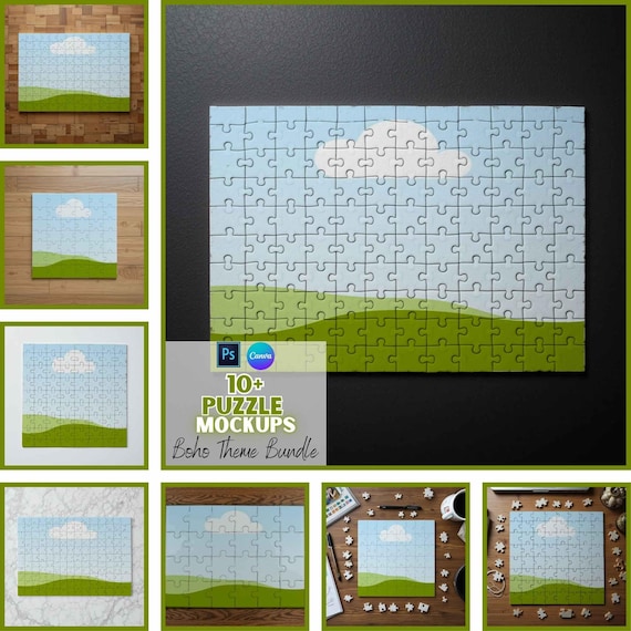 Puzzle Mockups | Jigsaw Puzzle | Picture Puzzle Mockups | Canva and PSD Template
