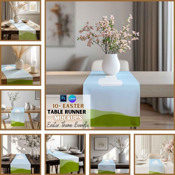 Table Runner Mockups for Listing Images, Printify Mockups, Product Photography, Psd and Canva Mockups, Digital Download