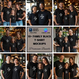 Family Tshirt Mockups, Group Mockup, Product Photography, Print on Demand Mockups, Canva and Psd Mockups