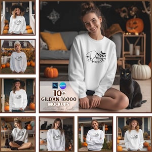 Halloween Gildan 18000 Mockups | Sweatshirt Mockup | Print On Demand | Digital Download