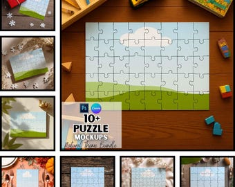 Puzzle Mockups For Listing Images | Jigsaw Puzzle | Digital Download | Canva And PSD Template