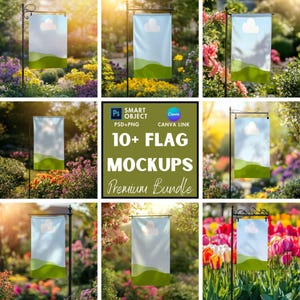 Garden Flag Mockup | Tapestry Mock Up | Mockup Bundle | House Banner | Print on Demand | Summer Mockups
