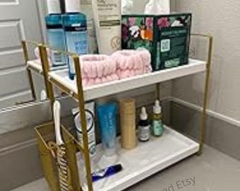 2 Tier spice rack organizer with darwer and basket | Coffee bar shelf | Open Kitchen Rack | Counter organizer | Shelf for Kitchen